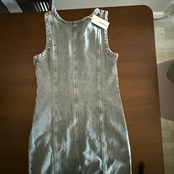 Sleeveless Light Wash Denim Mini Dress - Picture 6 of 6